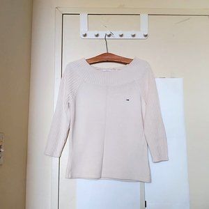 Tommy Hilfiger Denim White Knit Boat Neck Sweater